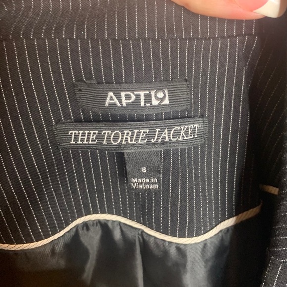 APT 9 Black Pinstripe The Torie Jacket & Pencil Skirt Career Suit 6 NWT - Picture 6 of 11